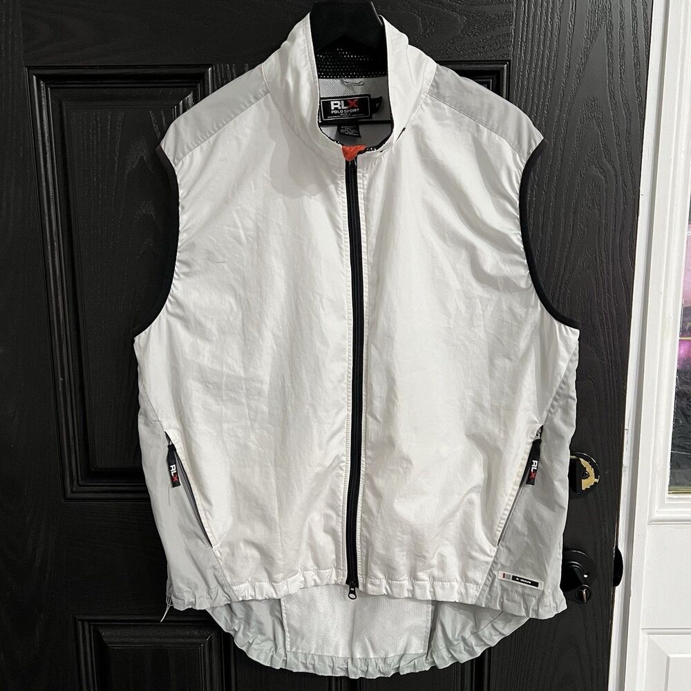 RLX Polo Sport Ralph Lauren Mens Cycling Vest Men’s XL White Grey